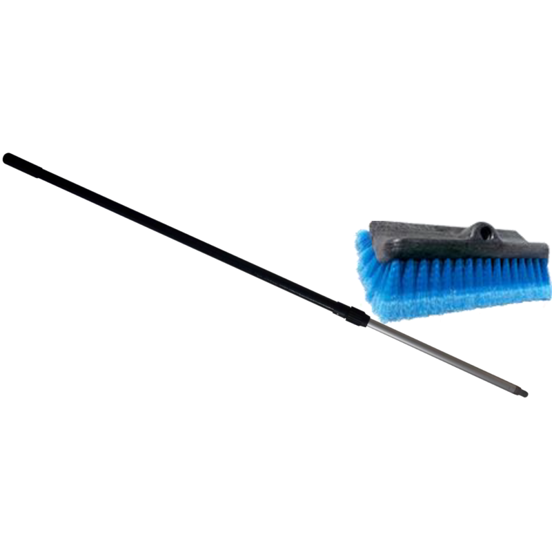 BROSSE BIFACE LAVAGE VEHICULE FIBRES FLEUREES + MANCHE TELESCOPIQUE 2 X 1,20 M